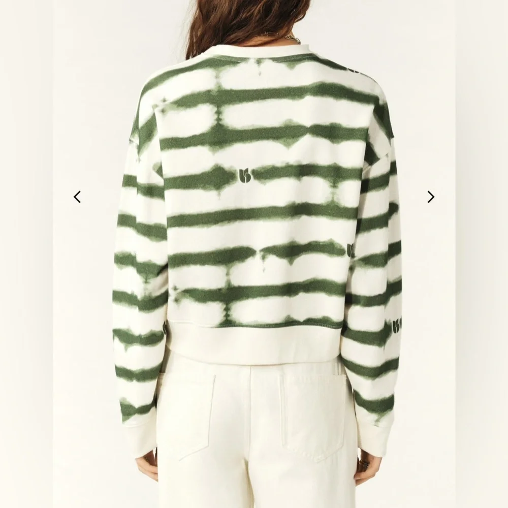 ba&sh Women's Sailor style sweatshirt sete green 100% organic cotton crop top S - Picture 4 of 11